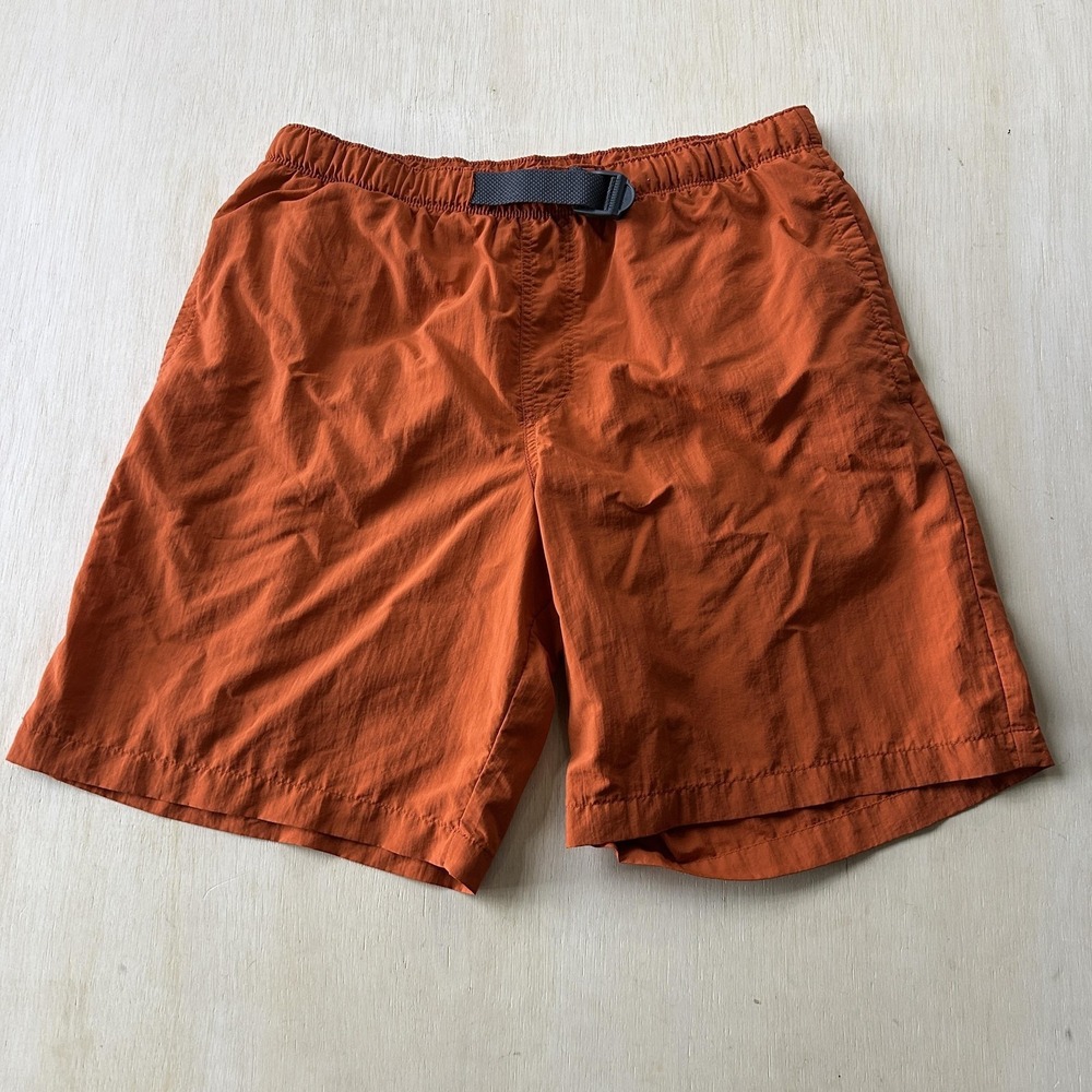 Columbia Swim Shorts Mens Small Orange Mesh Lined Belted Quick Dry Trunks Beach